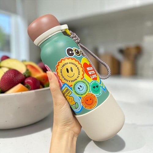 Vagonlife 550 Ml Pipetli Çelik Termos Sticker Desenli