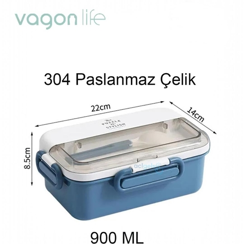 Vagonlife Paslanmaz Çelik Beslenme Kabı 900 Ml Gri