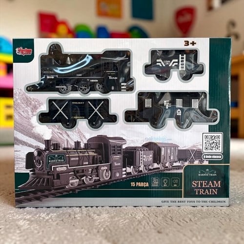 Vardem Işıklı Sesli Buharlı Tren Seti 15 Parça