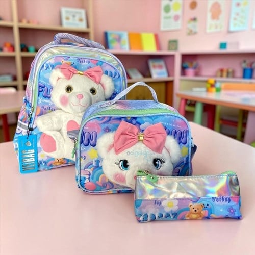 Veibag Cozy Bear Sırt Çantası, Beslenme Çantası Ve Kalemlik Seti 12020