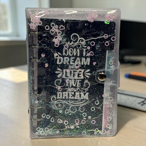 Vuki Mekanizmalı Simli Ve Sulu Kapaklı Desenli Defter Mermer