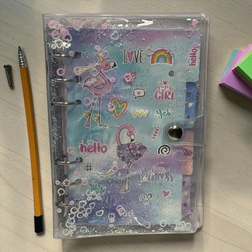 Vuki Mekanizmalı Simli Ve Sulu Kapaklı Desenli Defter Flamingo