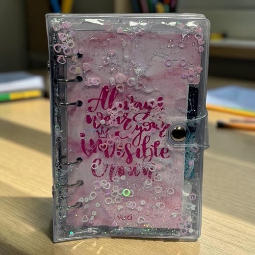 Vuki Mekanizmalı Simli Ve Sulu Kapaklı Desenli Defter Mermer