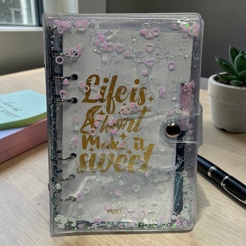 Vuki Mekanizmalı Simli Ve Sulu Kapaklı Desenli Defter Mermer