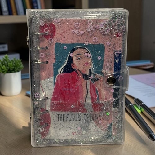 Vuki Mekanizmalı Simli Ve Sulu Kapaklı Desenli Defter Girl Power
