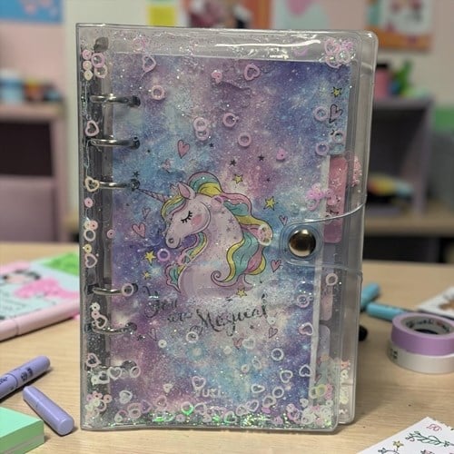 Vuki Mekanizmalı Simli Ve Sulu Kapaklı Desenli Defter Unicorn