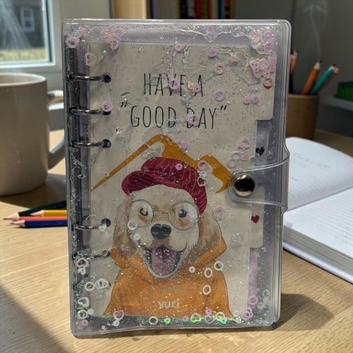 Vuki Mekanizmalı Simli Ve Sulu Kapaklı Desenli Defter Kedi Köpek