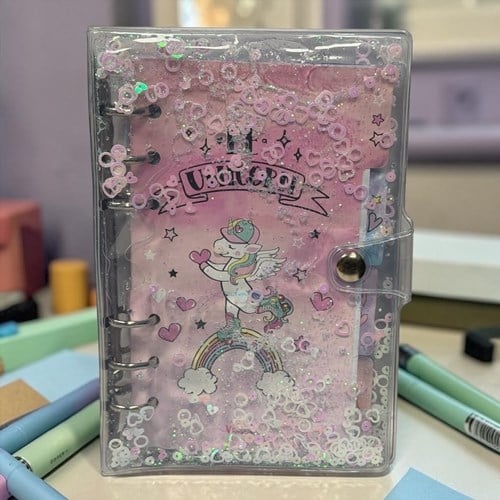 Vuki Mekanizmalı Simli Ve Sulu Kapaklı Desenli Defter Unicorn