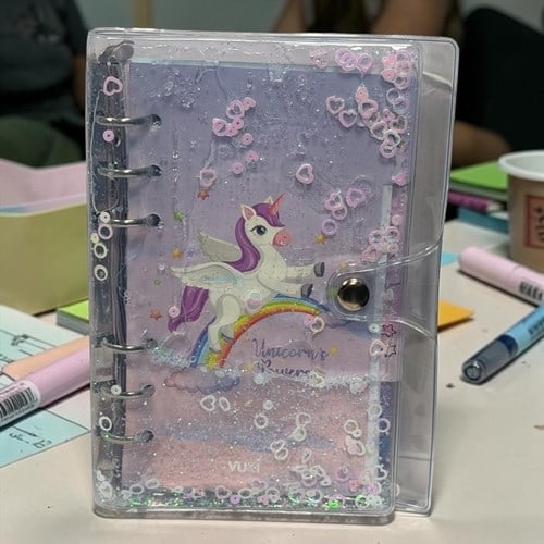 Vuki Mekanizmalı Simli Ve Sulu Kapaklı Desenli Defter Unicorn
