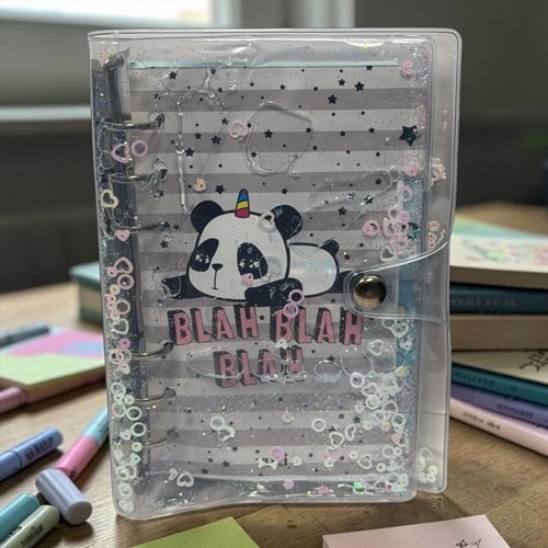 Vuki Mekanizmalı Simli Ve Sulu Kapaklı Desenli Defter Panda
