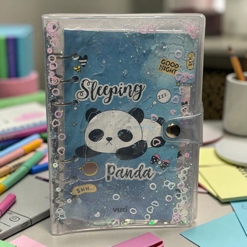 Vuki Mekanizmalı Simli Ve Sulu Kapaklı Desenli Defter Panda