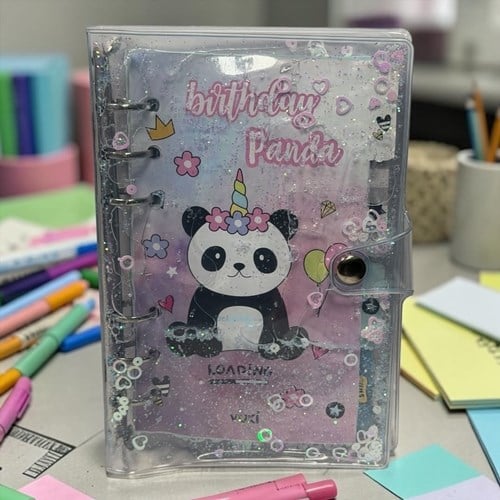 Vuki Mekanizmalı Simli Ve Sulu Kapaklı Desenli Defter Panda