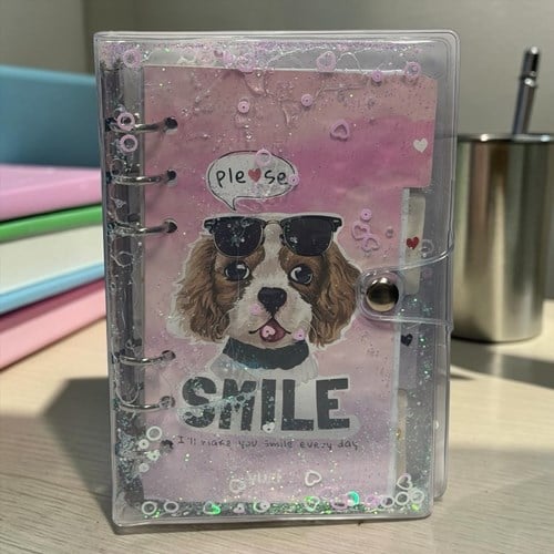 Vuki Mekanizmalı Simli Ve Sulu Kapaklı Desenli Defter Kedi Köpek