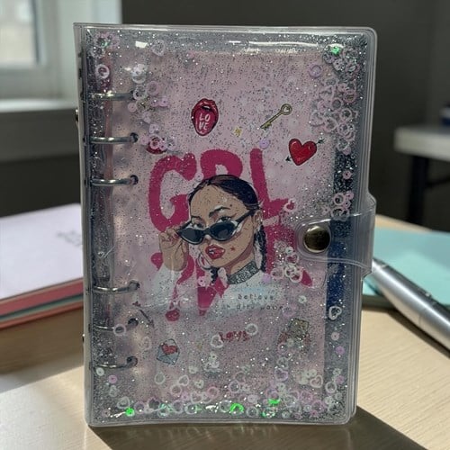 Vuki Mekanizmalı Simli Ve Sulu Kapaklı Desenli Defter Girl Power