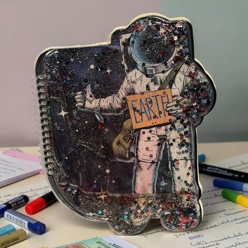 Vuki Şekilli Sulu A5 Çizgisiz Defter Astronot