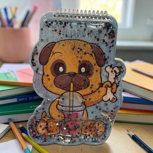 Vuki Şekilli Sulu A5 Çizgisiz Defter Köpek
