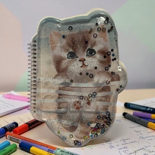Vuki Şekilli Sulu A5 Çizgisiz Defter Kedi