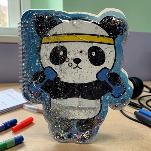 Vuki Şekilli Sulu A5 Çizgisiz Defter Panda
