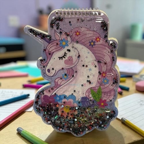 Vuki Şekilli Sulu A5 Çizgisiz Defter Unicorn