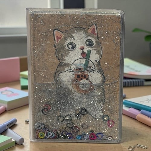 Vuki Simli Sulu Kapaklı Not Defteri Kedi 9x12,5 Cm