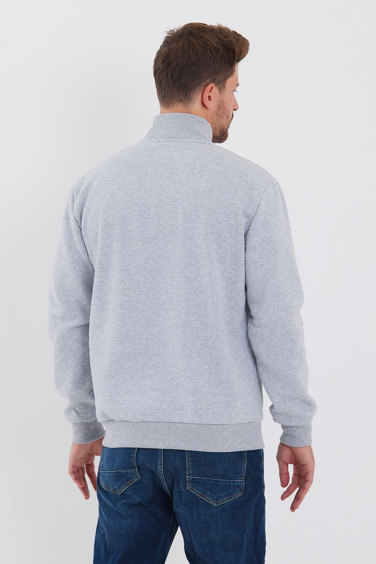 İçi Pamuklu Fermuarlı Dik Yaka Yan Cepli Bordo Erkek Hırka