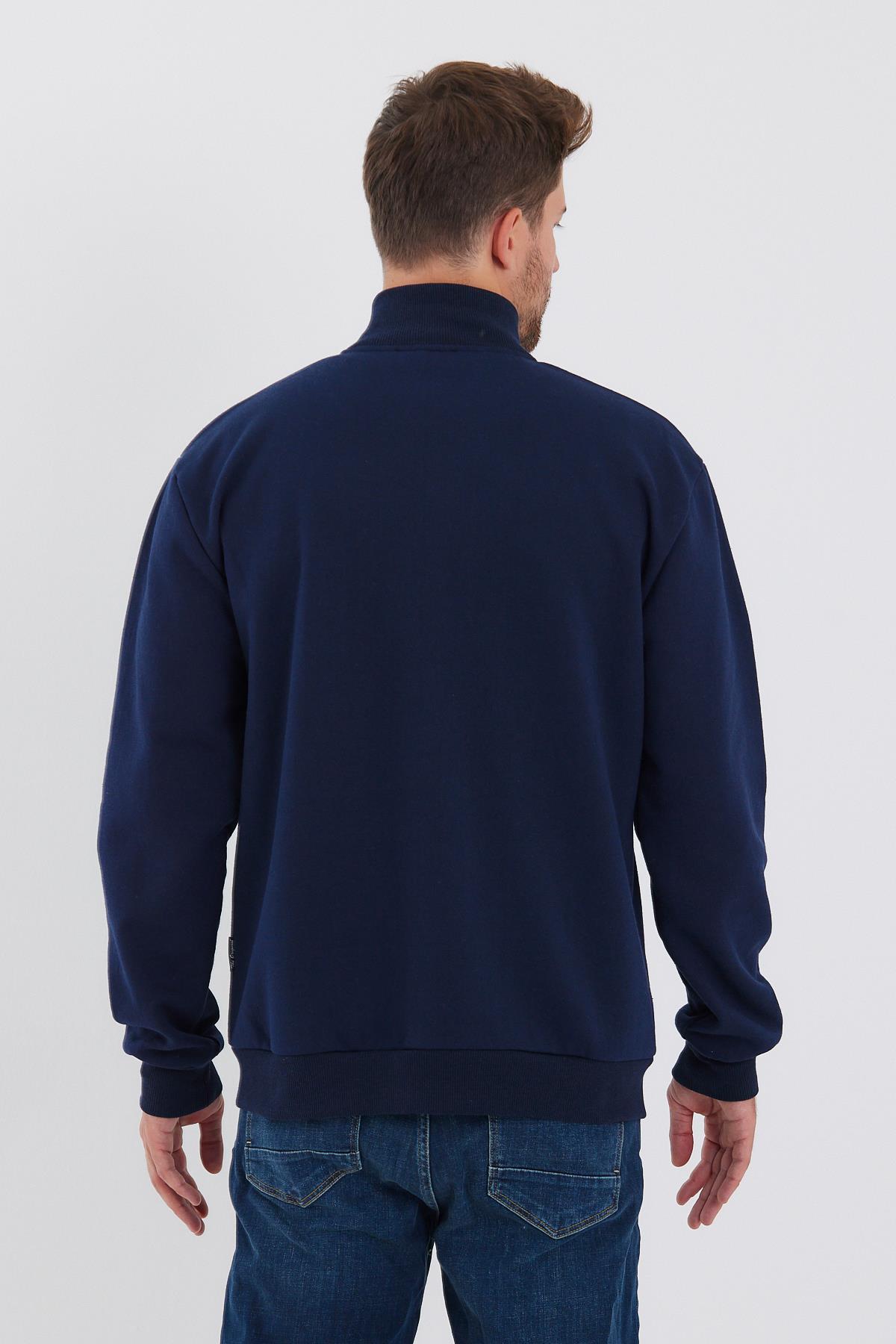 İçi Pamuklu Fermuarlı Dik Yaka Yan Cepli Bordo Erkek Hırka