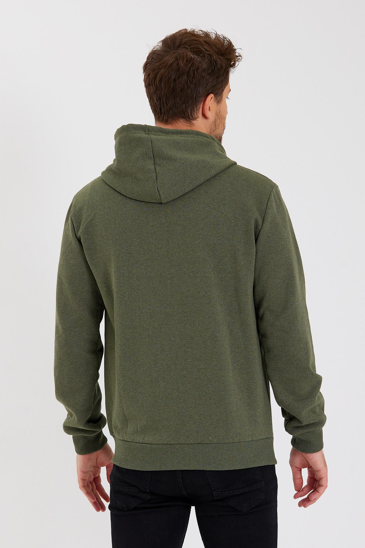 METALIC Siyah Kanguru Cepli Kapüşonlu Fermuarlı İçi Pamuklu Erkek Hırka