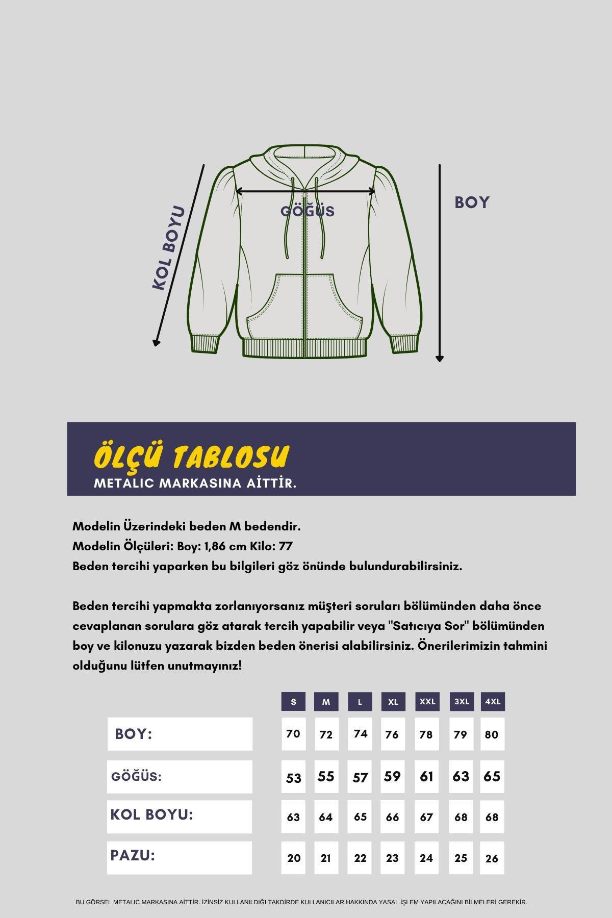 METALIC Siyah Kanguru Cepli Kapüşonlu Fermuarlı İçi Pamuklu Erkek Hırka