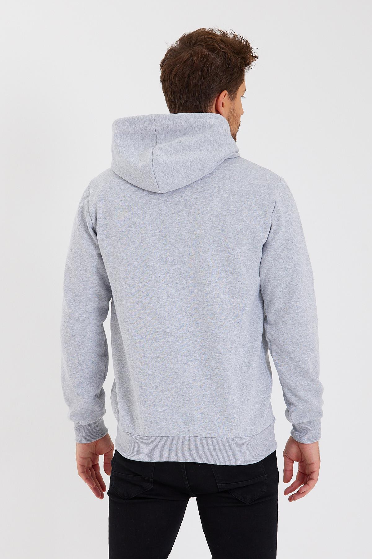 METALIC Siyah Kanguru Cepli Kapüşonlu Fermuarlı İçi Pamuklu Erkek Hırka