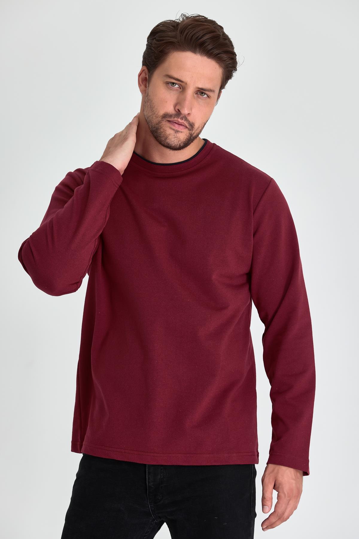 Siyah-Gri-Antrasit Erkek Çift Bisiklet Yaka Standart Rahat Kesim 3'lü Sweatshirt