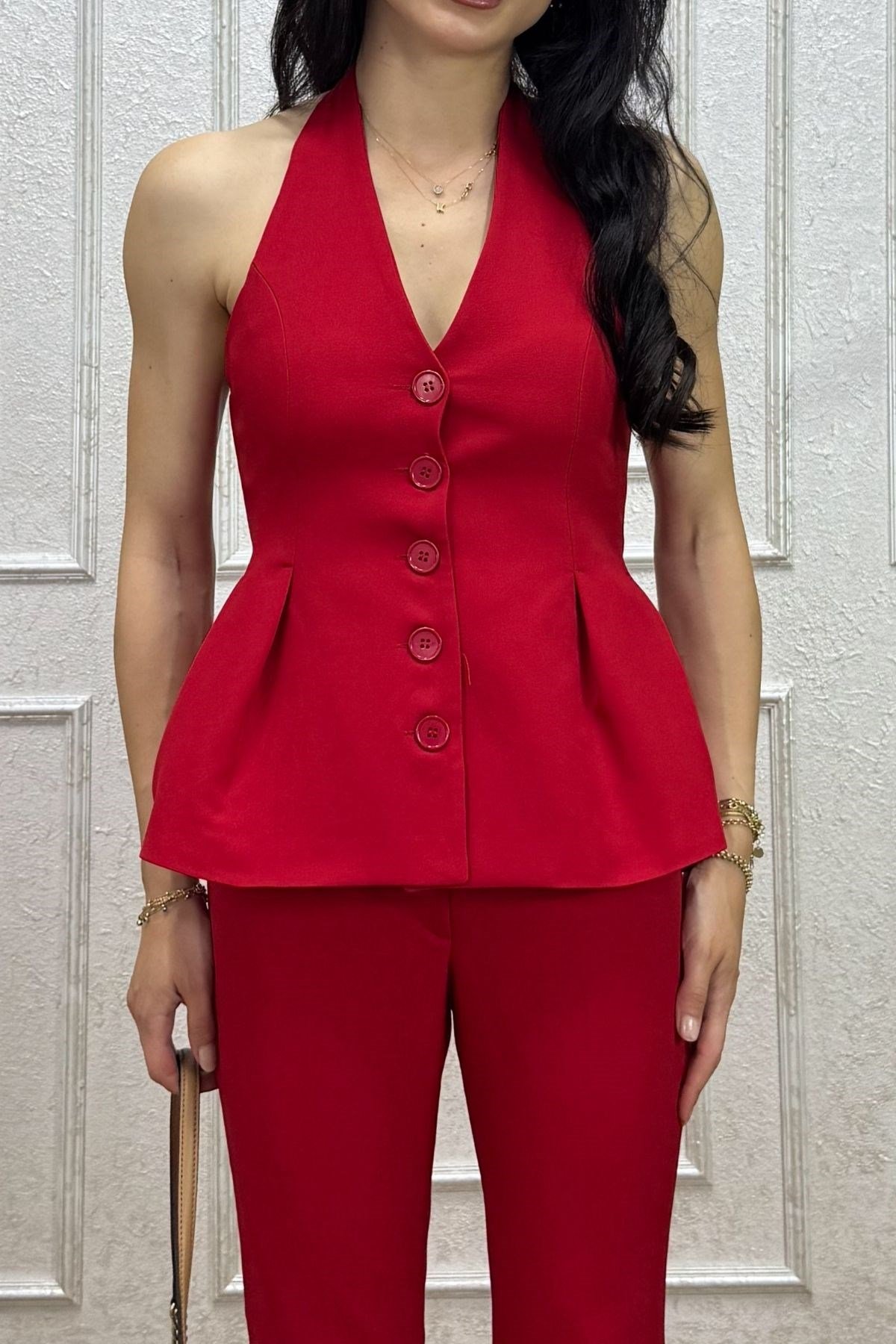 Kırmızı Mng Model Beli Volan Detay Takım