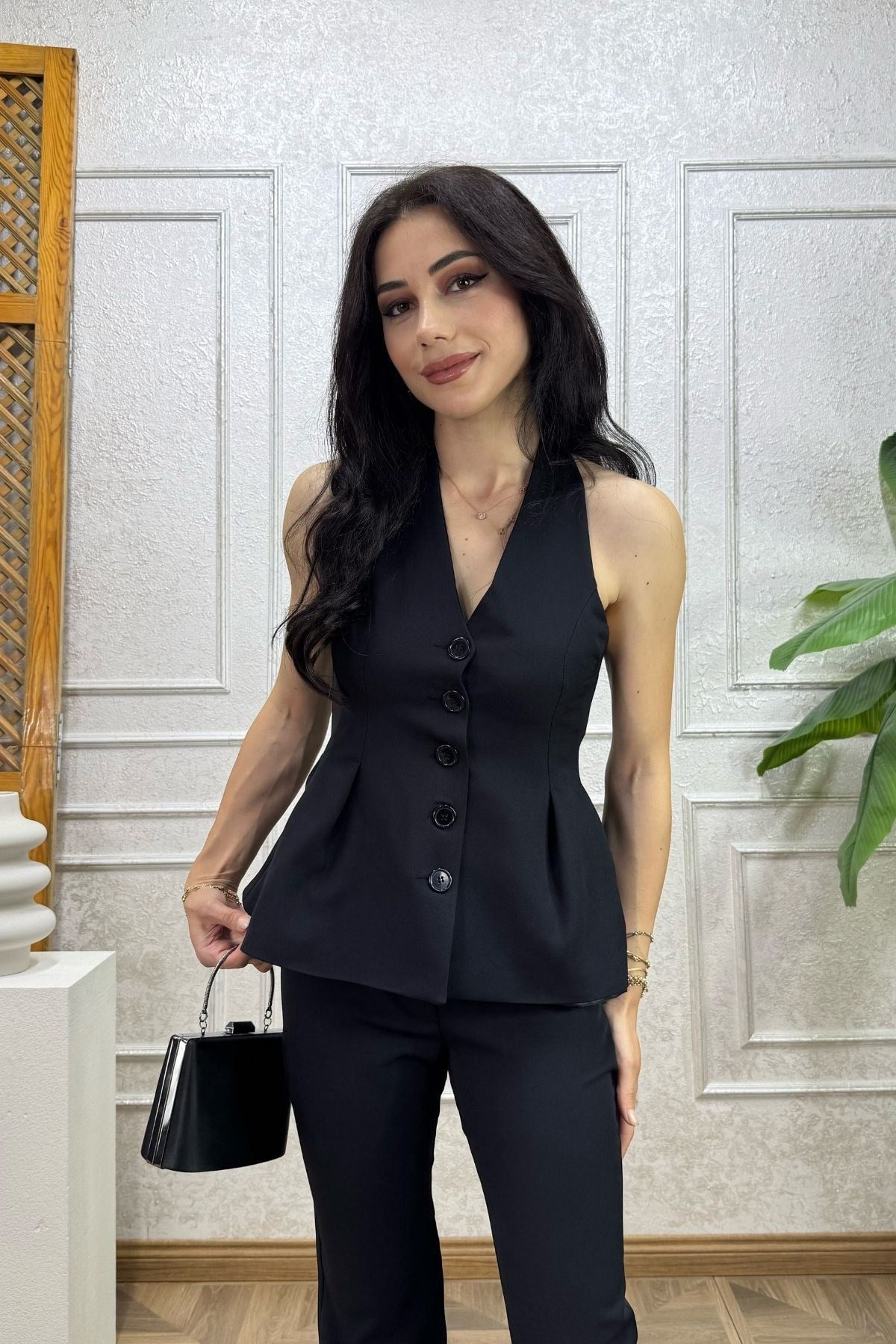 Siyah Mng Model Beli Volan Detay Takım
