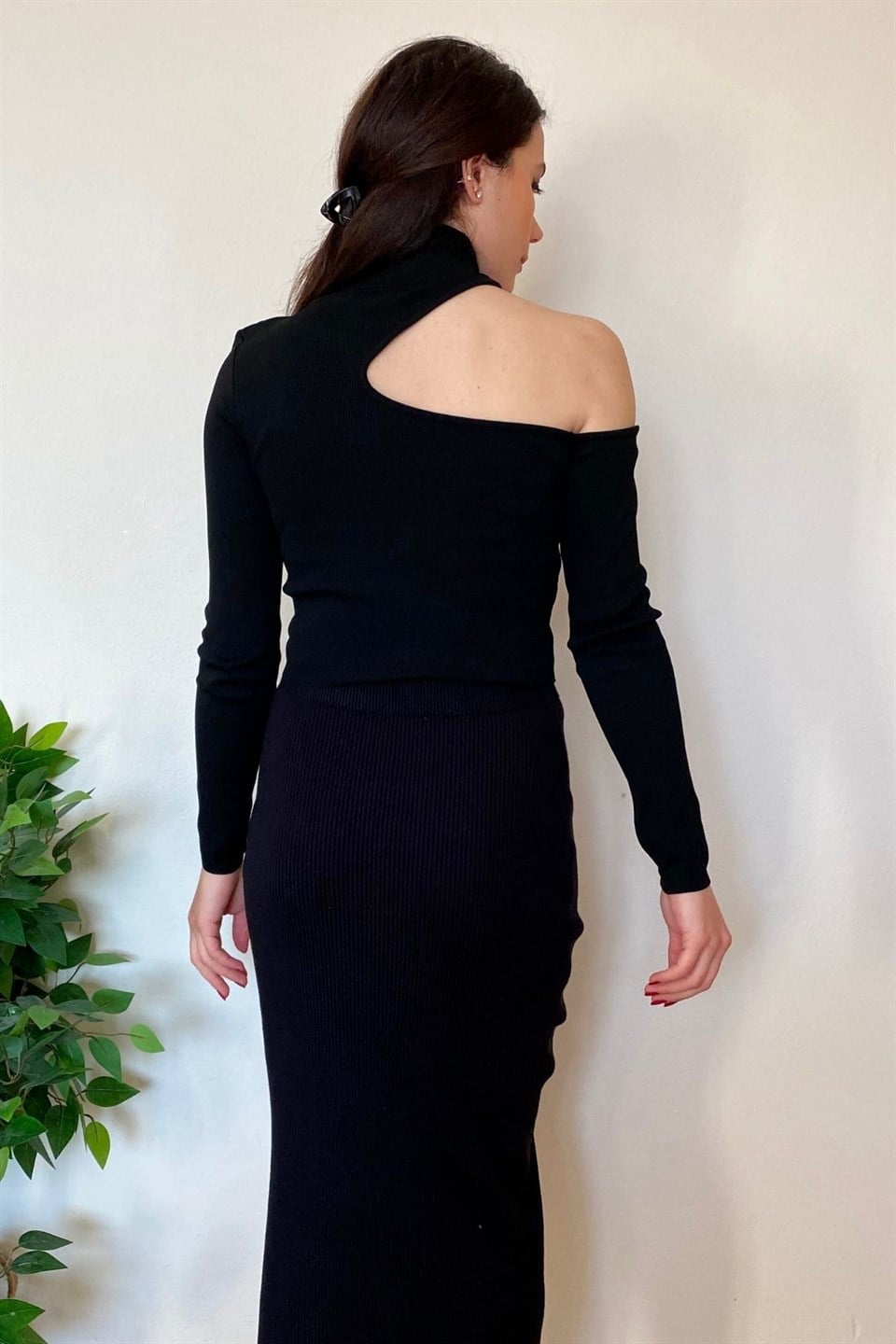 Siyah Tek Omuz Dekolteli Triko Topshop