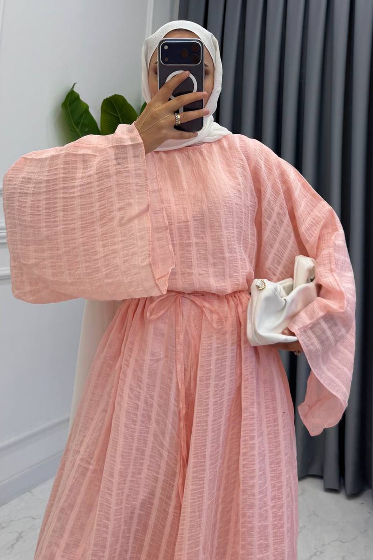 ÇİZGİLİ VUAL TAKIM PEMBE