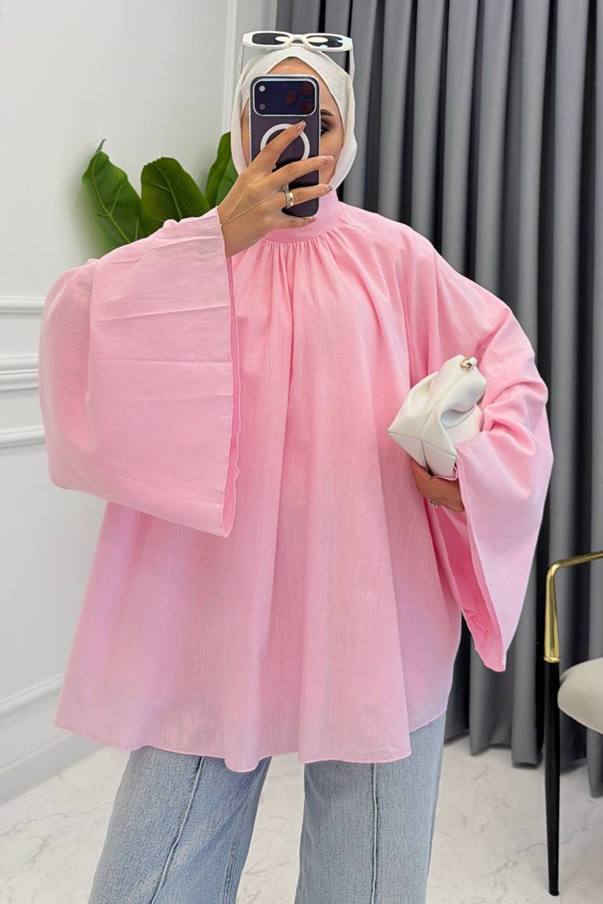 COLİN KETEN TUNİK PEMBE