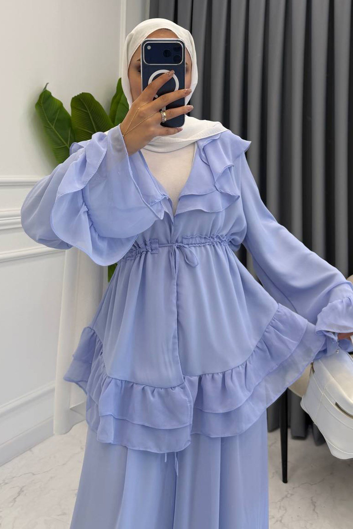 DİANA ŞİFON TAKIM MAVİ