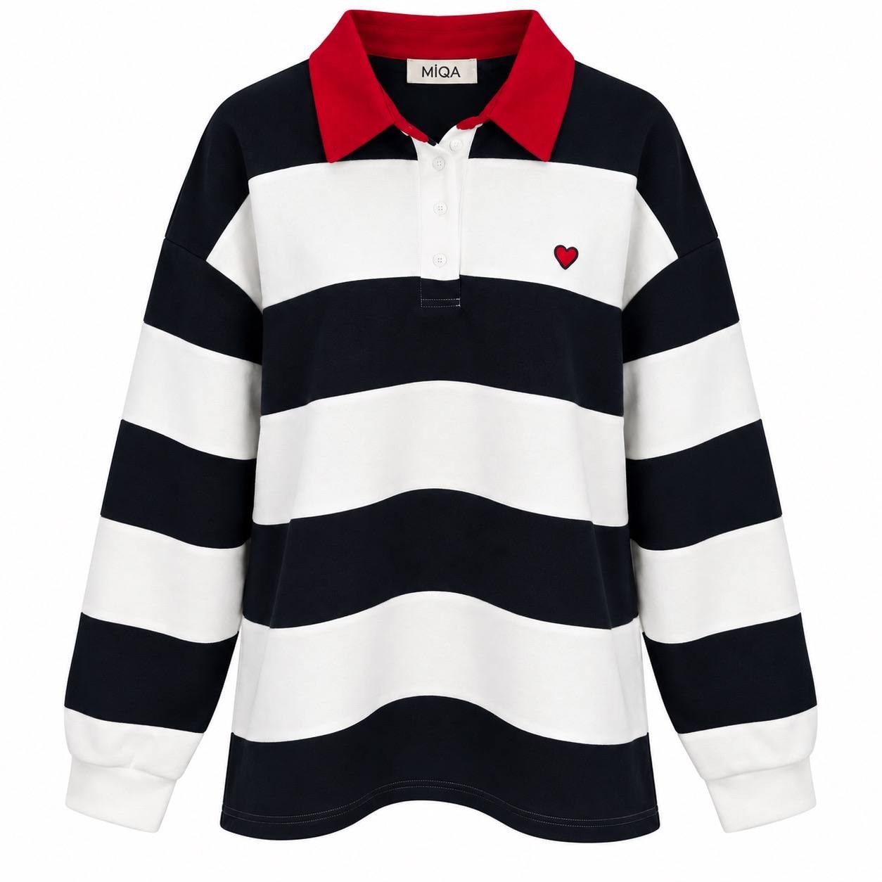 KALPLİ ÇİZGİLİ SWEAT LACİVERT