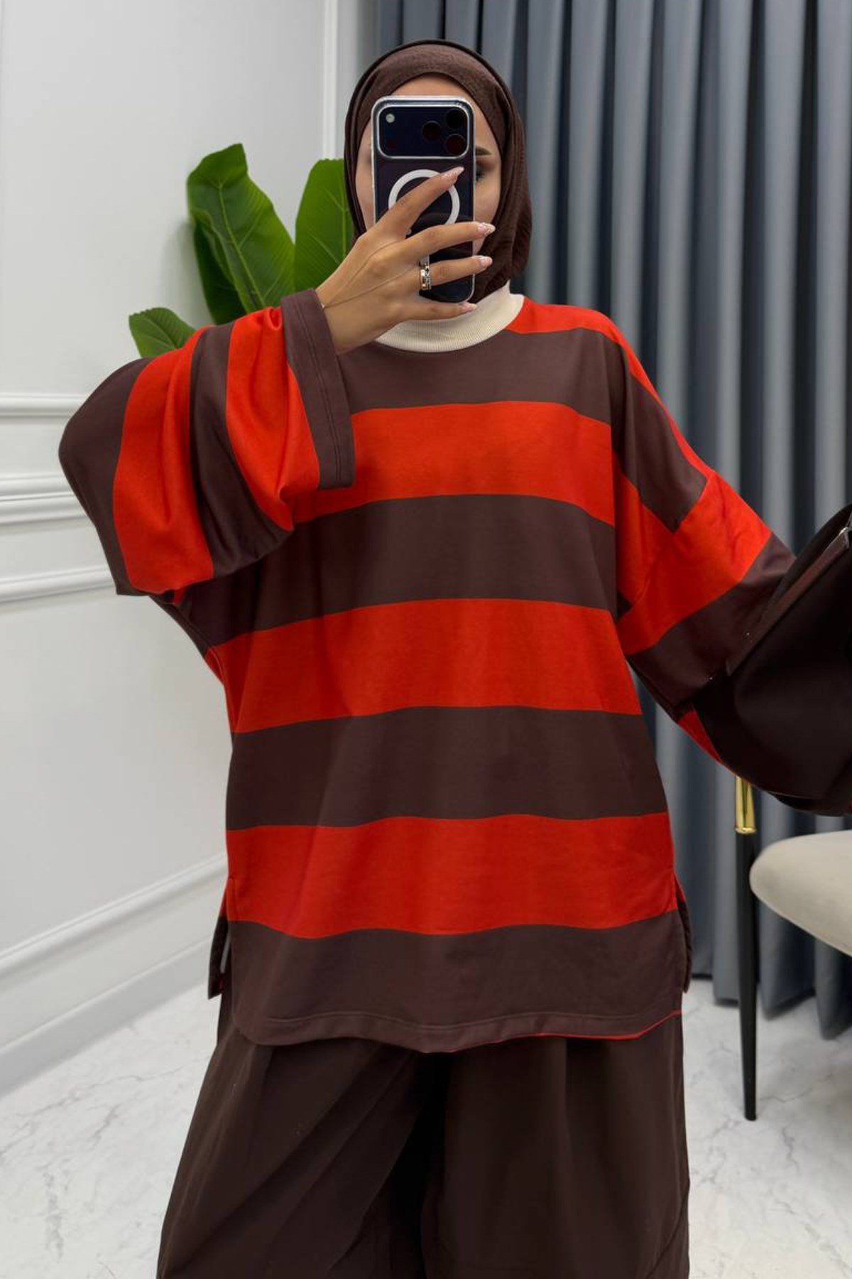 NERA ÇİZGİLİ SWEAT KIRMIZI