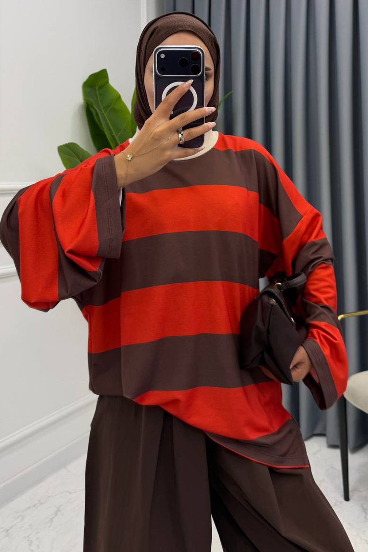 NERA ÇİZGİLİ SWEAT KIRMIZI
