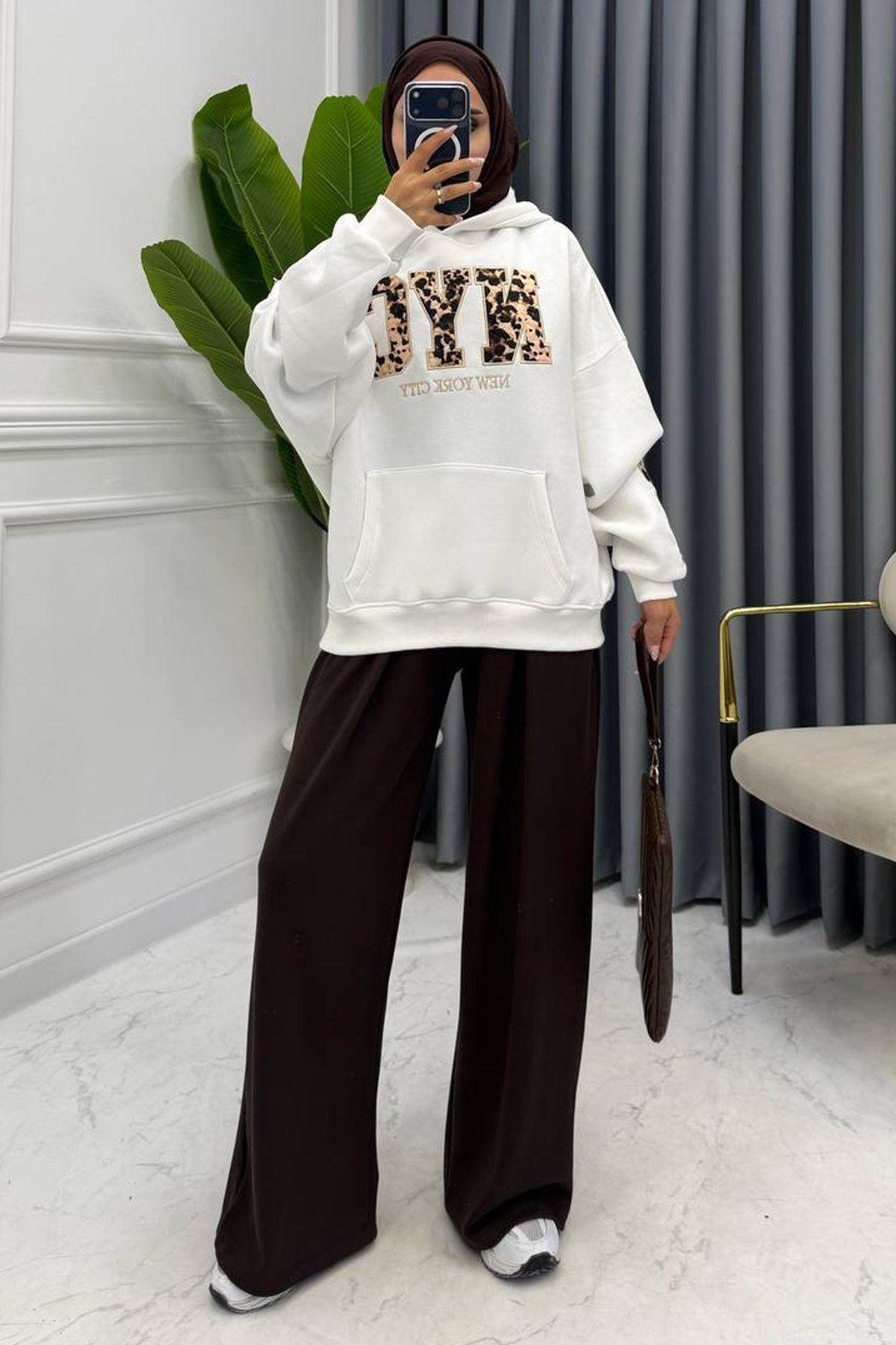 NYC LEOPAR SWEATSHIRT EKRU