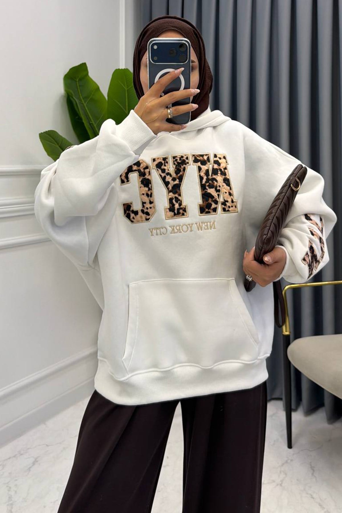 NYC LEOPAR SWEATSHIRT EKRU