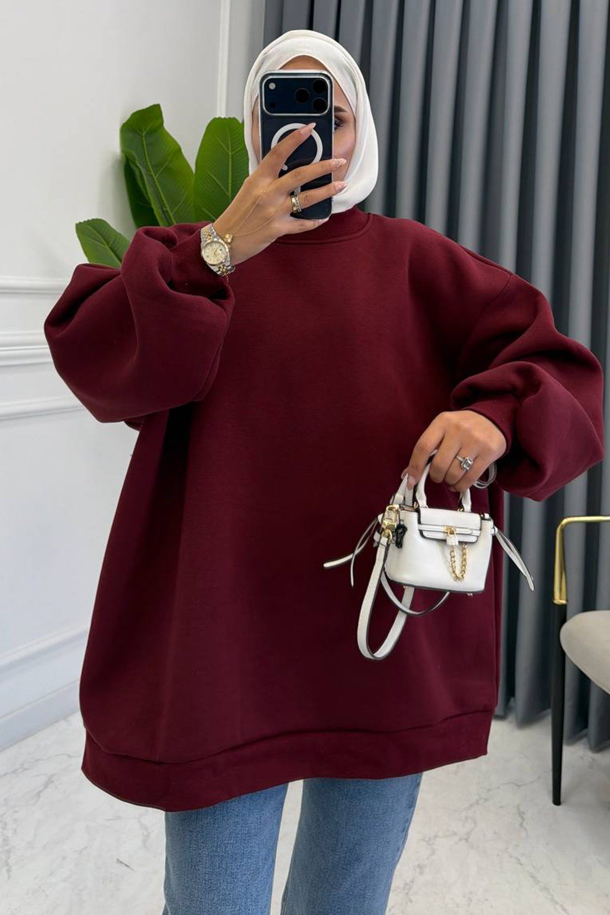 OVERSİZE SWEAT BORDO