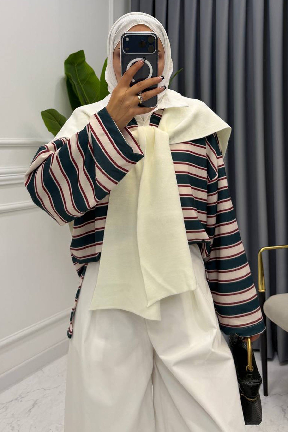 POLO YAKA ÇİZGİLİ SWEAT YEŞİL