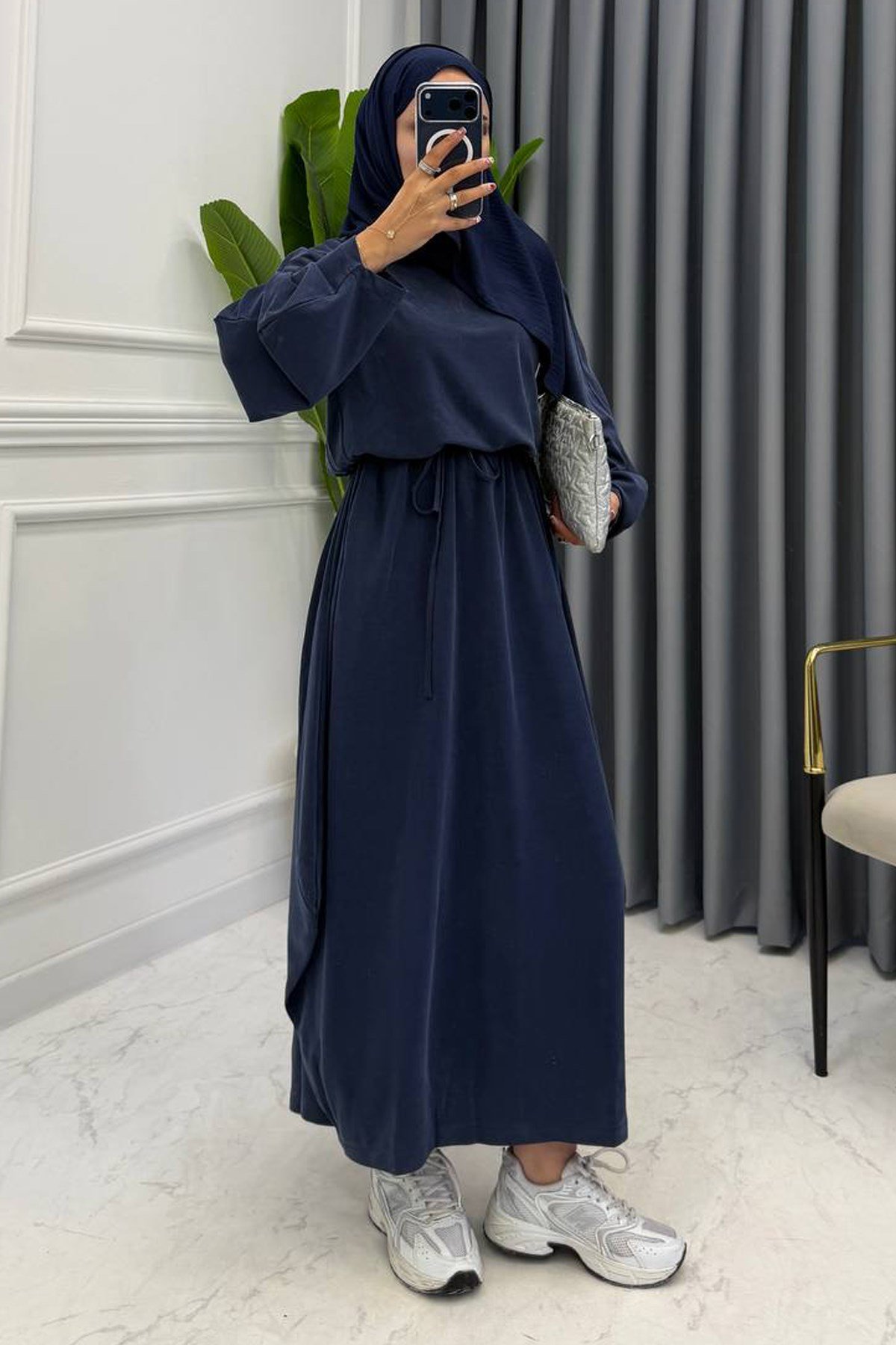 ŞALVAR MODEL ELBİSE LACİVERT