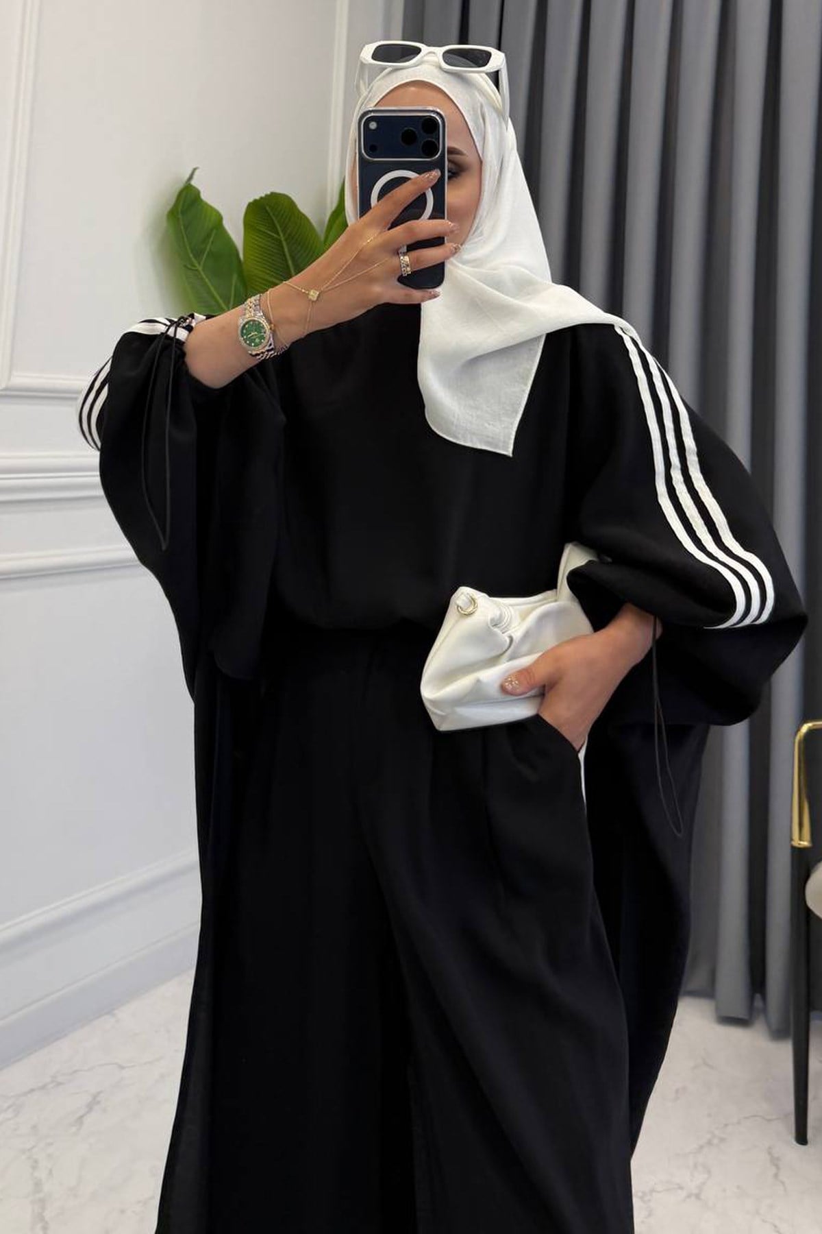 ŞERİTLİ PELERİN TAKIM SİYAH