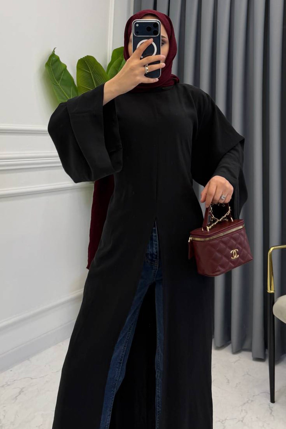 UZUN YIRTMAÇLI TUNİK SİYAH
