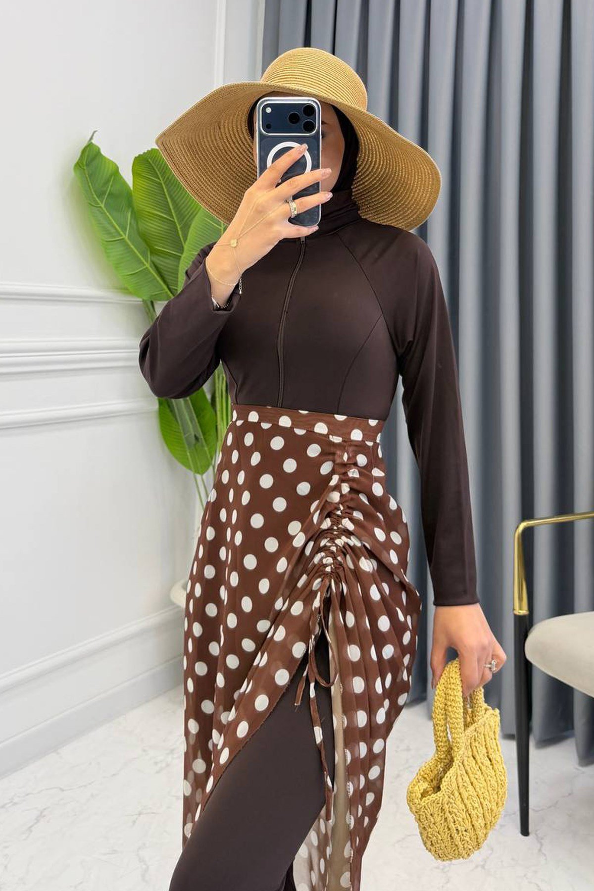 YANDAN BÜZGÜLÜ 3 LÜ MAYO TAKIM PUANTİYE KAHVE