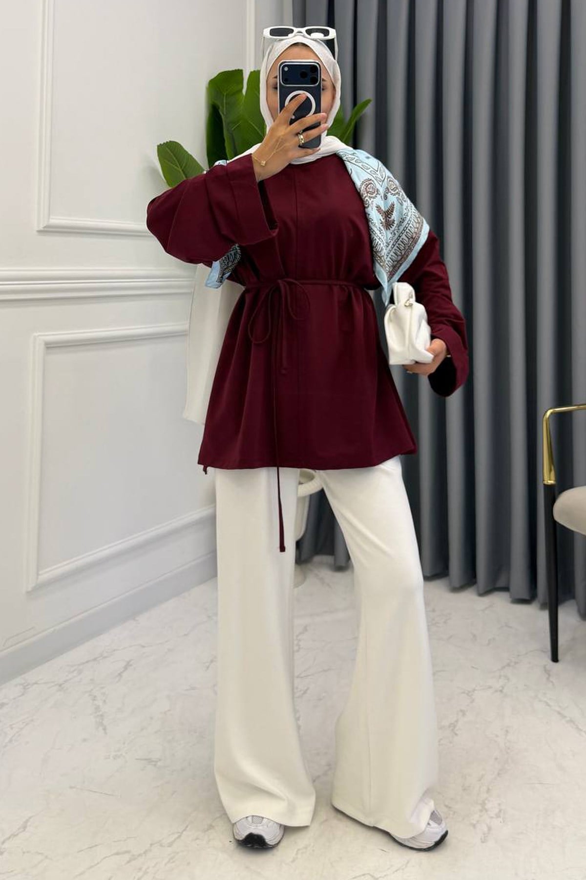 YIRTMAÇLI KISA TUNİK BORDO