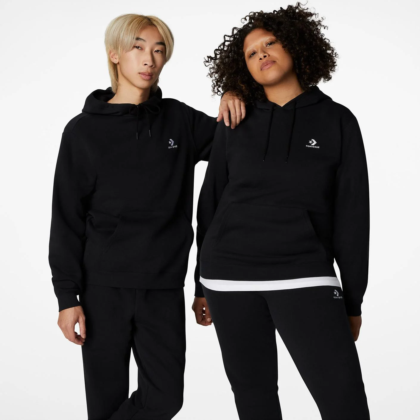 Converse Go-To Embroidered Star Chevron Standard Fit Fleece Hoodie Unisex Sweatshirts