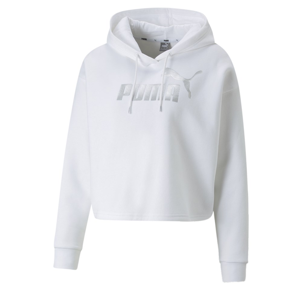 Ess+ Metallic Logo Cropped Hoodie Fl